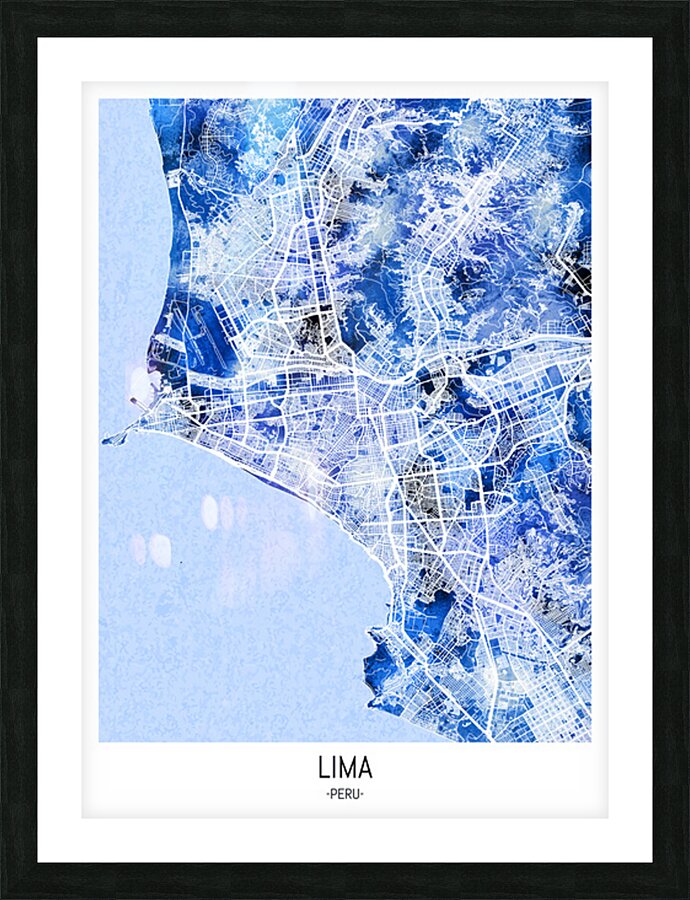 Lima Peru City Map Picture Frame print