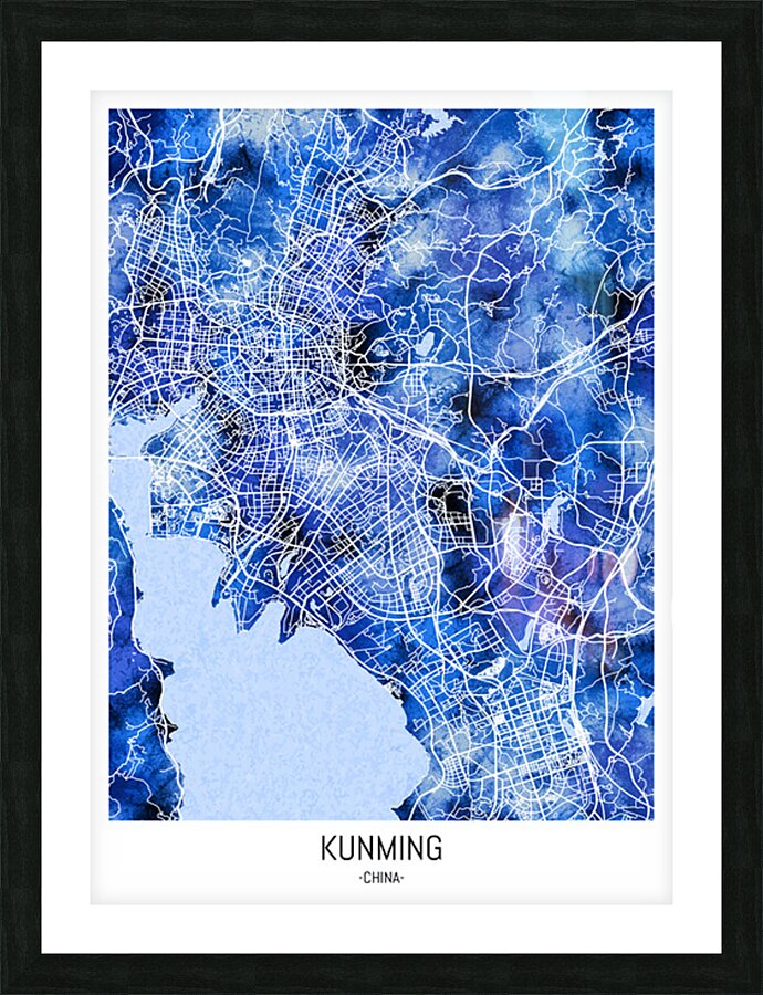 Kunming China City Map Picture Frame print