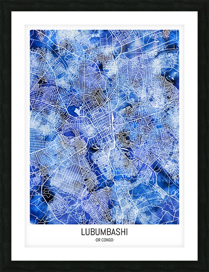 Lubumbashi DR Congo City Map Picture Frame print