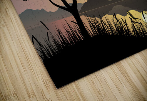 Sunset over mountains Point Art puzzle