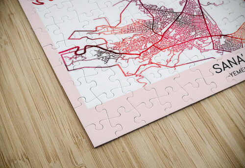 Sanaa City Downtown Street Map Point Art puzzle