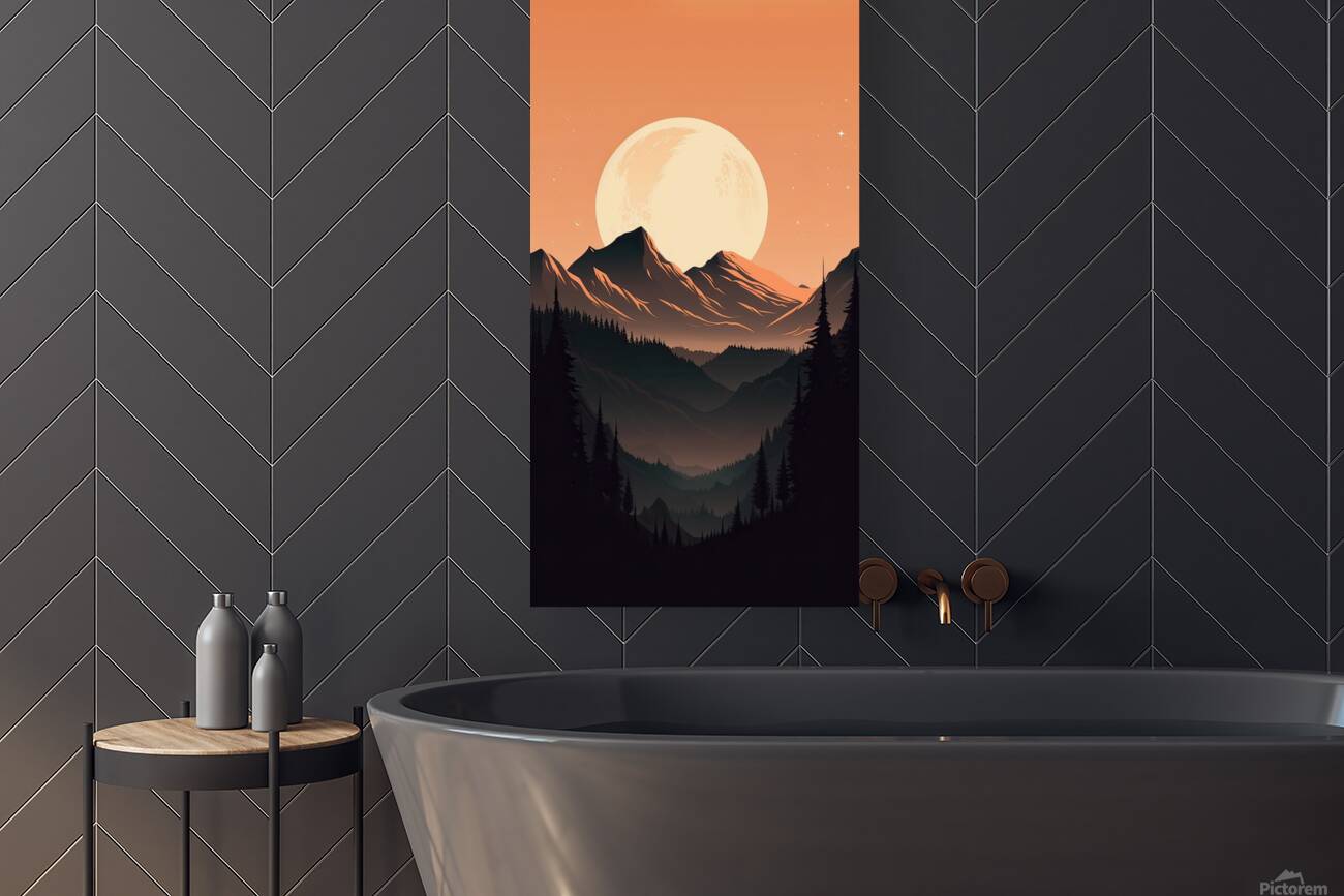 Abstract Moon and mountain  Reproduction