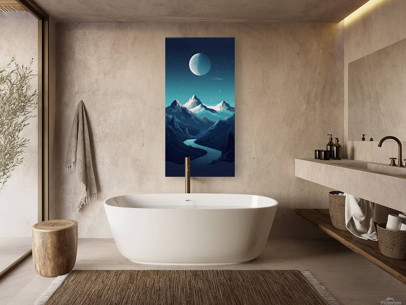  Mountain and moon design  Reproduction