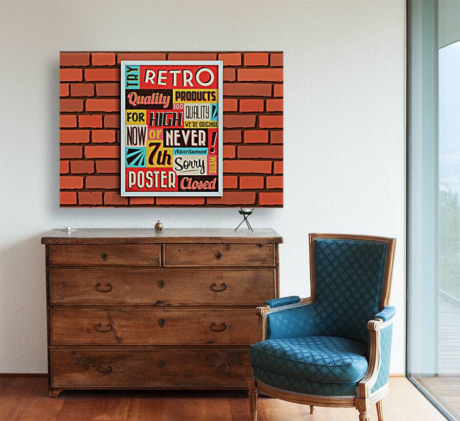 Retro brick wall poster Reproduction
