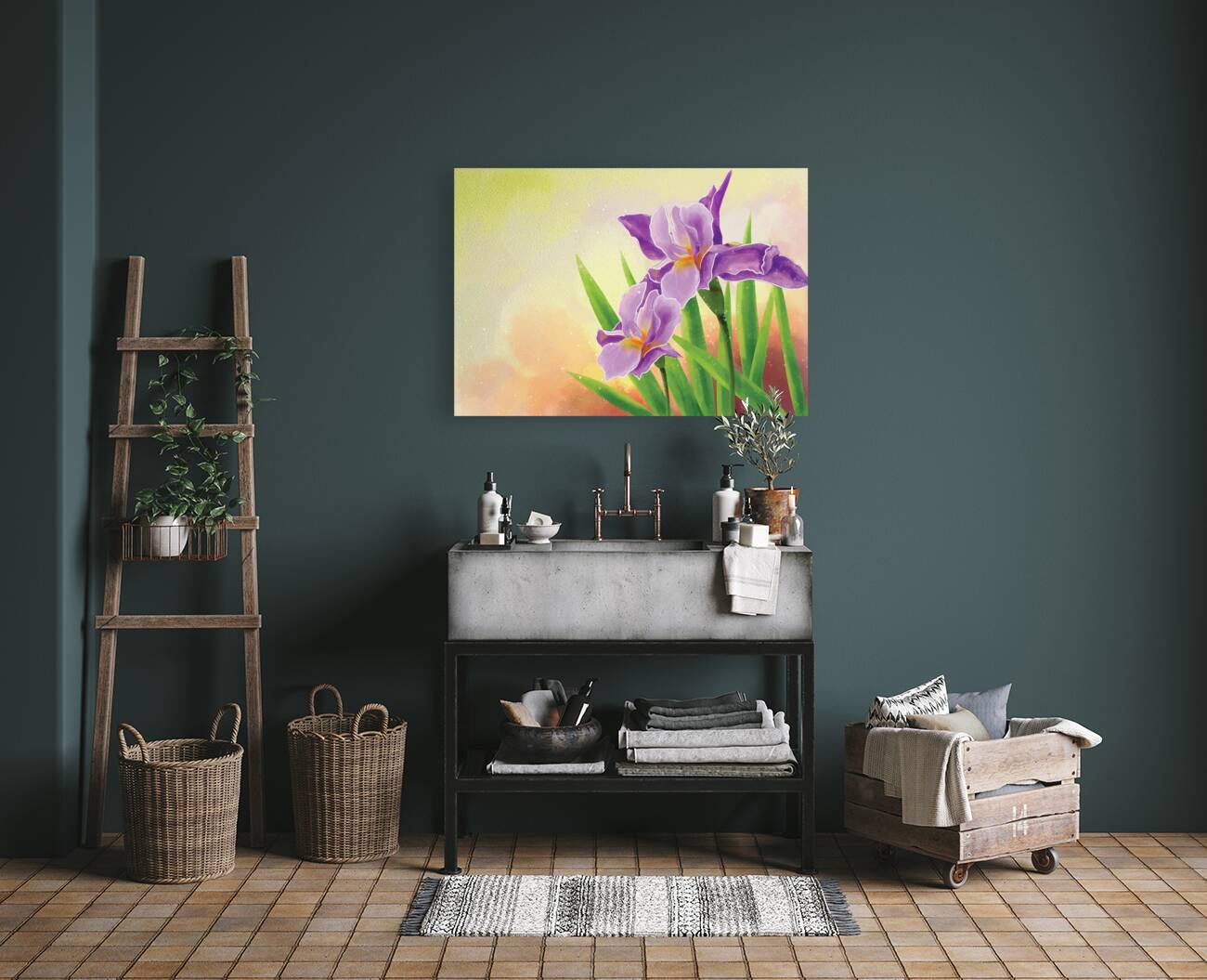 Hand Draw Iris Flower Reproduction