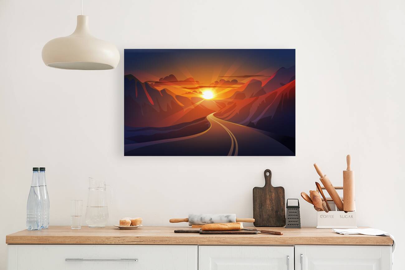 Sunset in mountains Reproduction