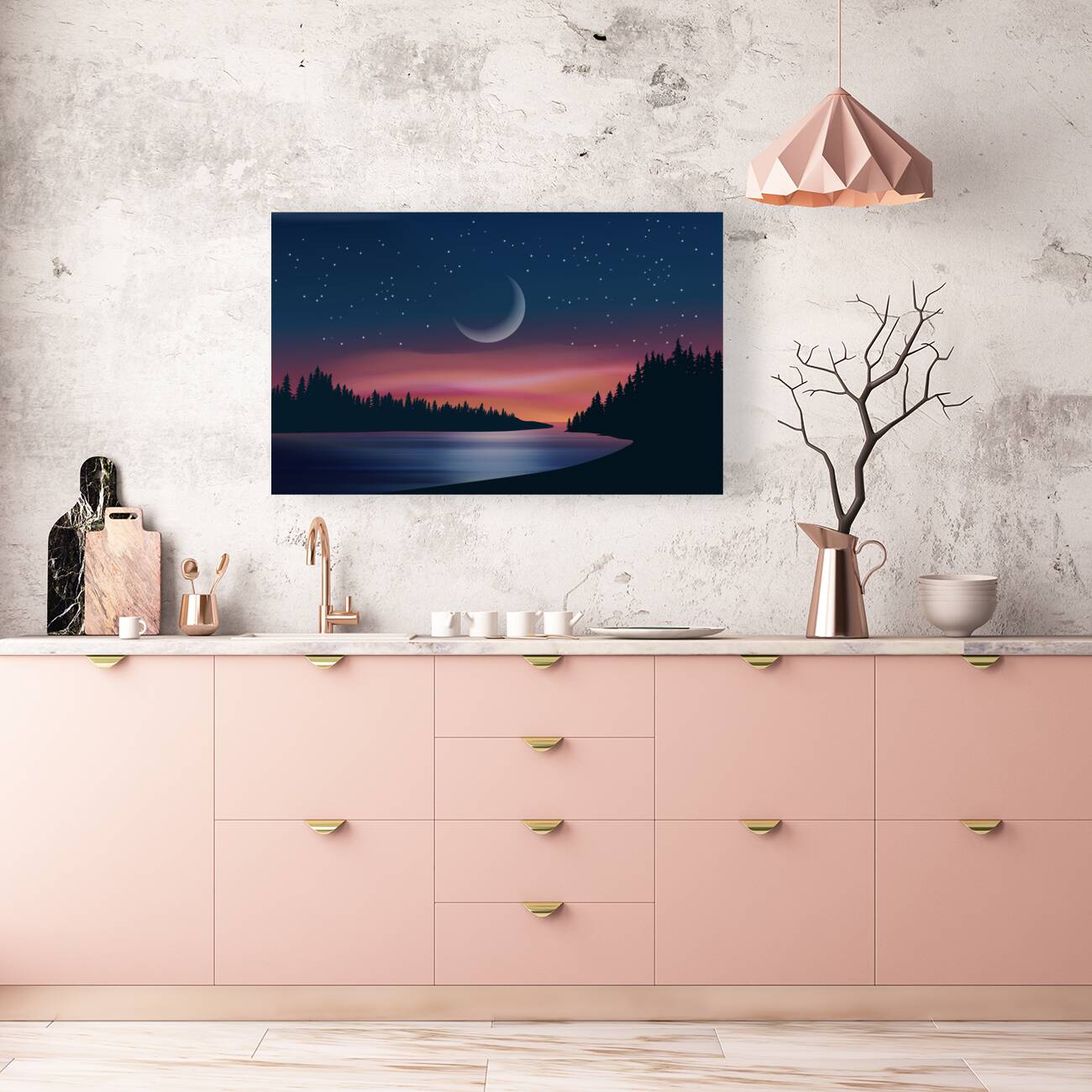 Dramatic night scene landscape Reproduction
