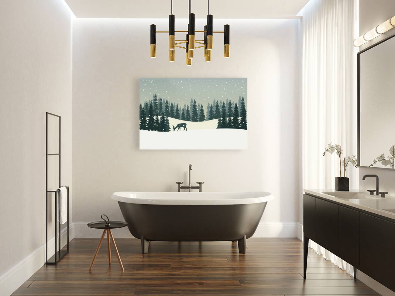 Christmas winter landscape Reproduction