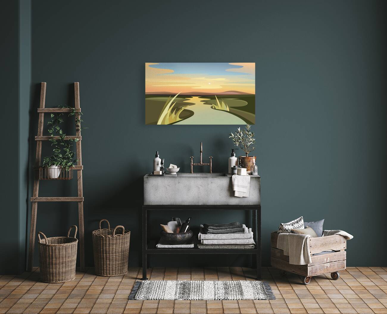River landscapes. a Reproduction