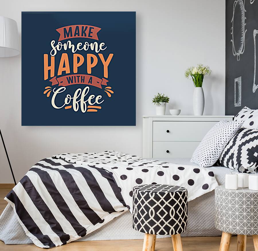 Happy with a coffee   Reproduction