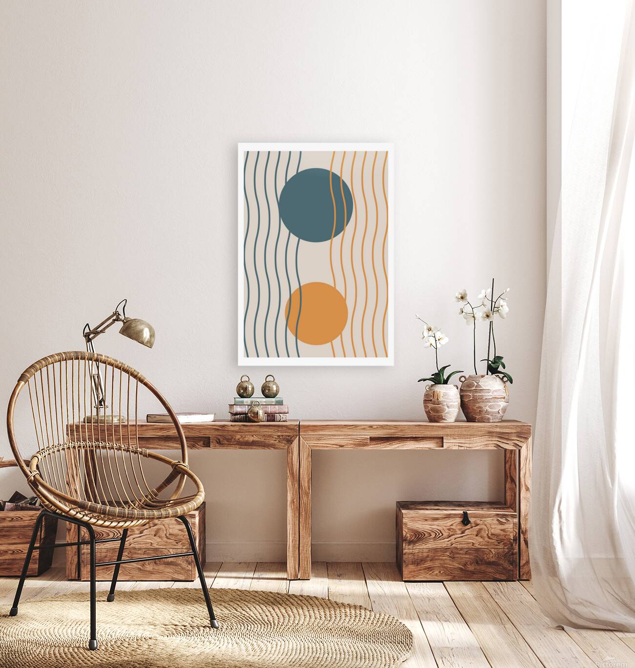 Sun and moon design background a Reproduction