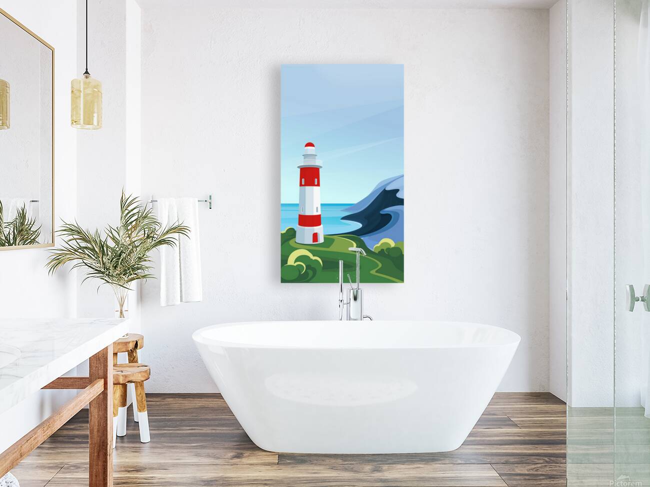 Seascapes with lighthouse  c Reproduction