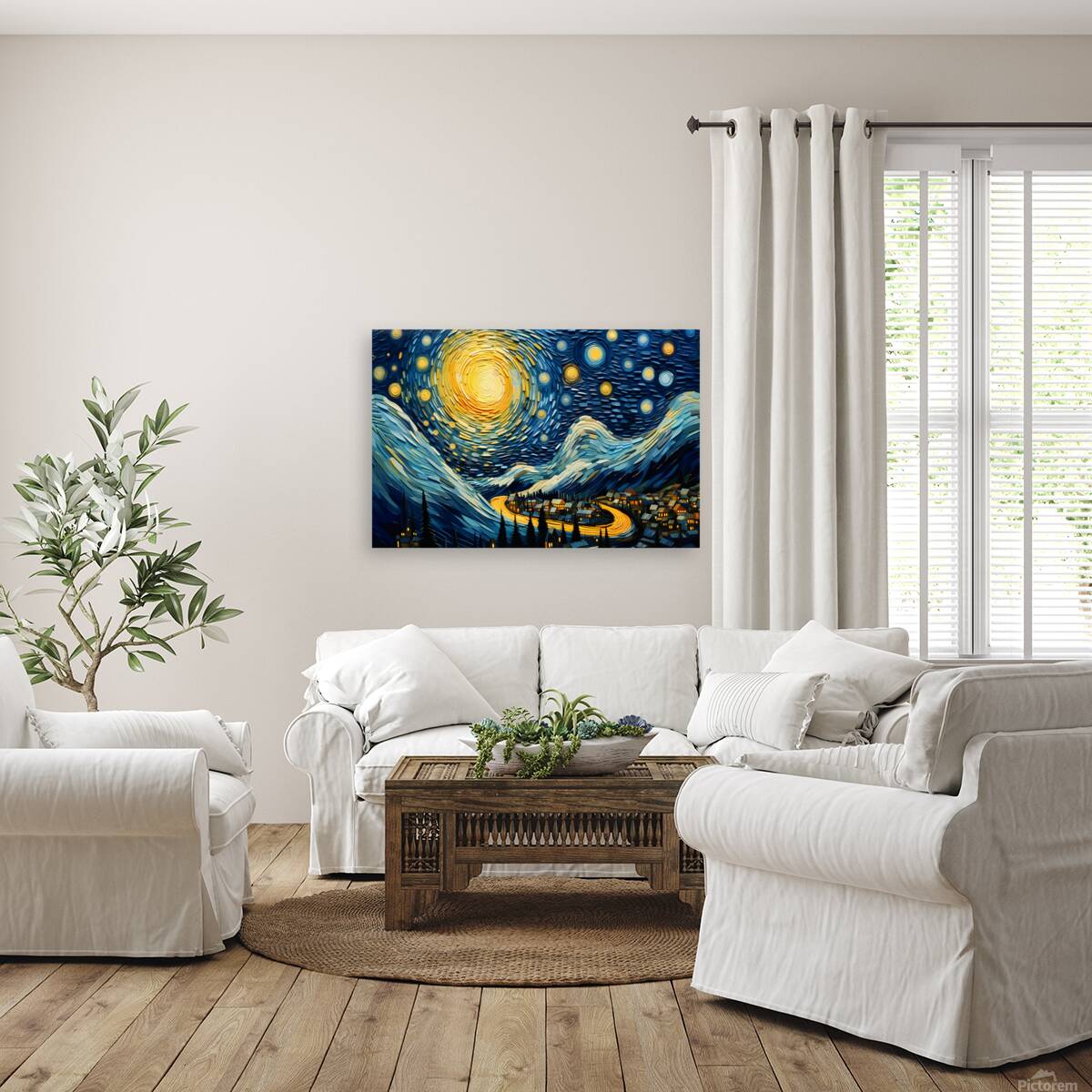 Cityscape with Moonlight Reproduction