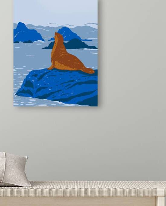 Harbor Seal on Rock by Point Art