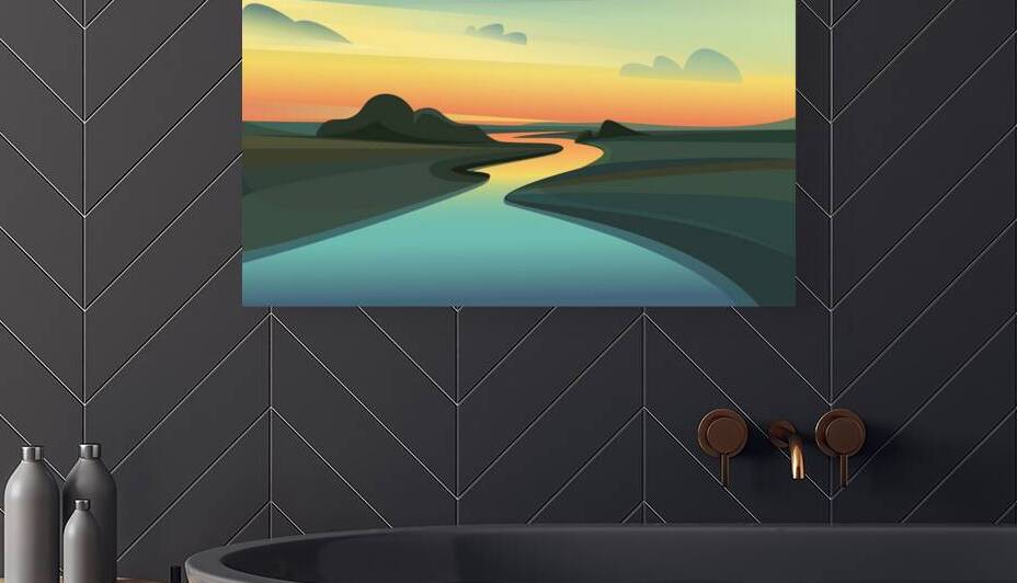  Beautiful River landscape b by Point Art
