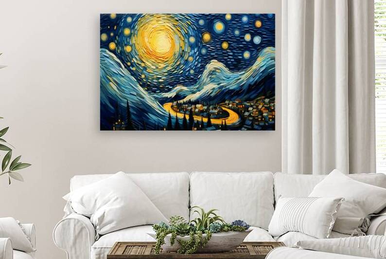 Cityscape with Moonlight Reproduction