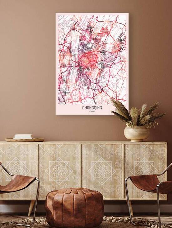 Chongqing City Downtown Street Map by Point Art