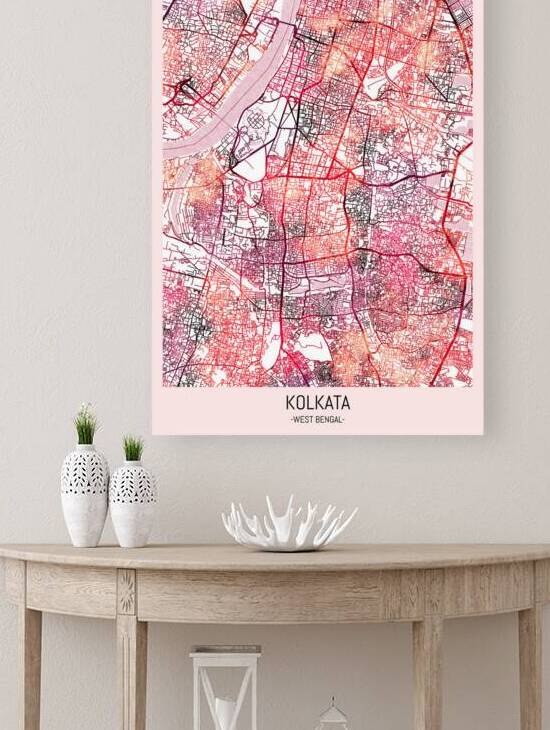 Kolkata City Downtown Street Map by Point Art