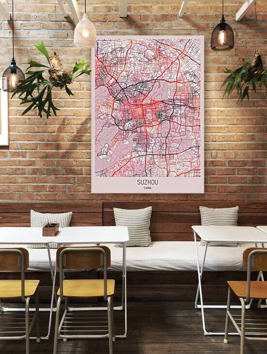 Suzhou City Downtown Street Map by Point Art