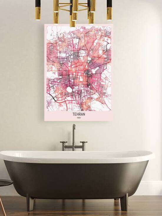 Tehran City Downtown Street Map by Point Art