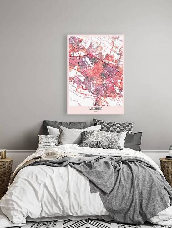 Mashhad City Downtown Street Map by Point Art