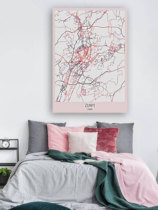 Zunyi City Downtown Street Map by Point Art