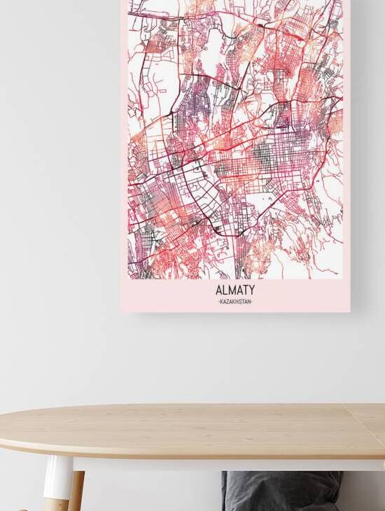 Almaty City Downtown Street Map by Point Art