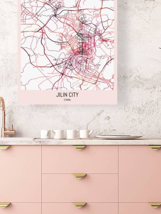 Jilin City Downtown Street Map by Point Art