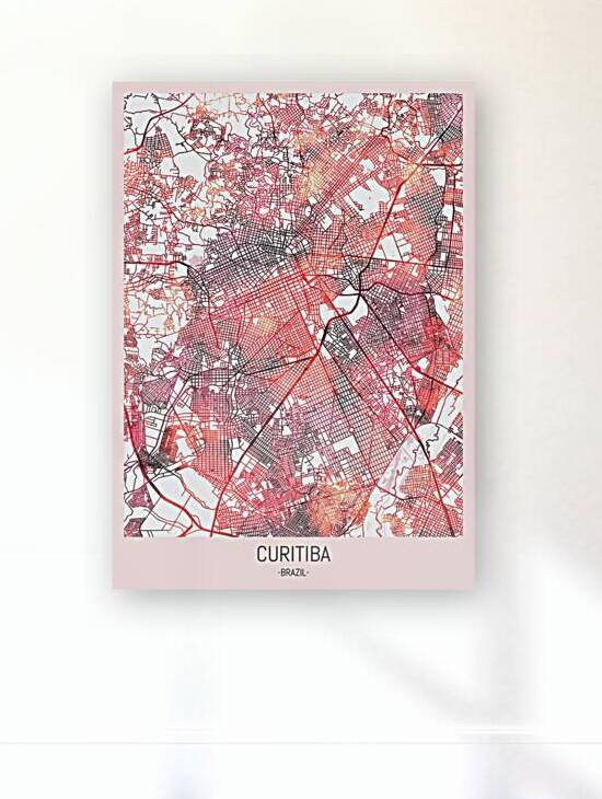 Curitiba City Downtown Street Map by Point Art