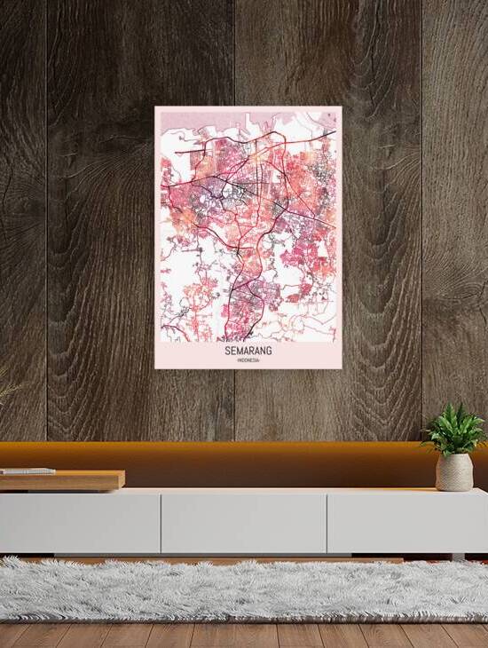Semarang Indonesia City Downtown Street Map by Point Art