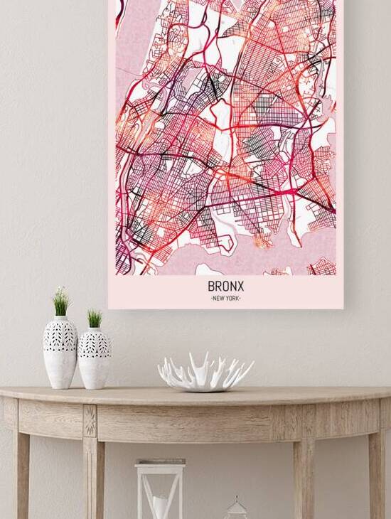 Bronx USA City Downtown Street Map by Point Art