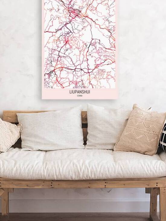 Liupanshui China City Downtown Street Map by Point Art