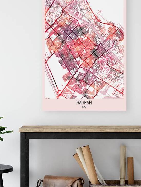 Basrah Iraq City Downtown Street Map by Point Art