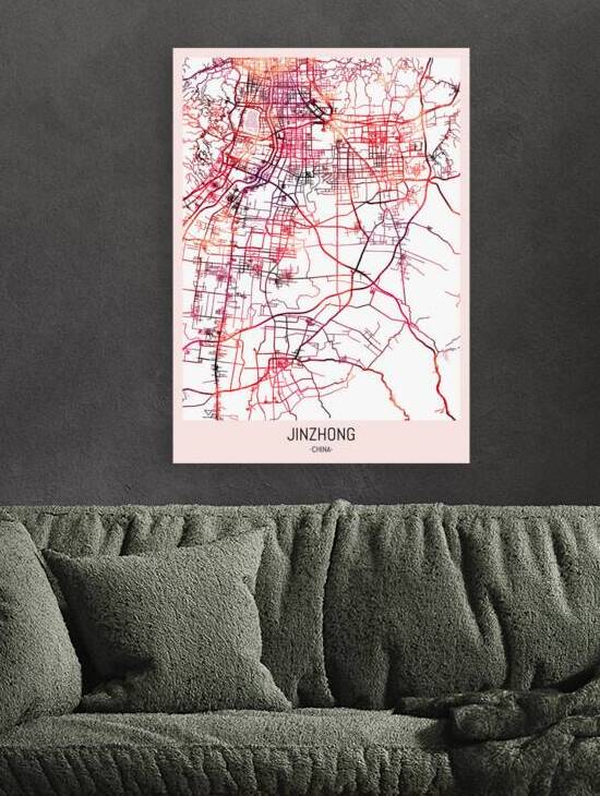 Jinzhong China City Downtown Street Map by Point Art
