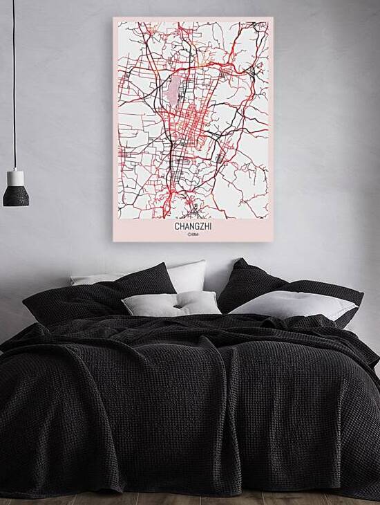 Changzhi China City Downtown Street Map by Point Art