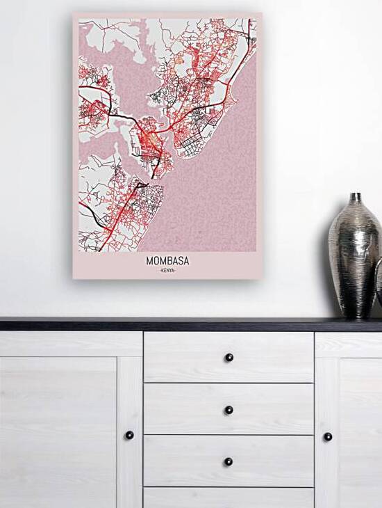 Mombasa Kenya City Downtown Street Map by Point Art