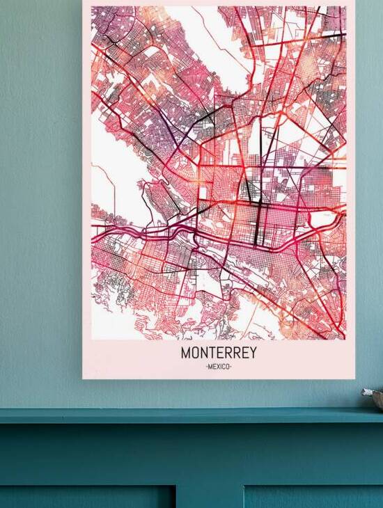 Monterrey Mexico City Downtown Street Map by Point Art