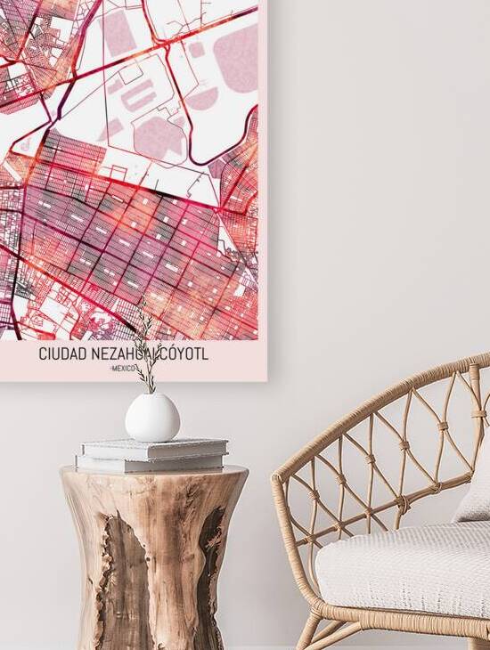 Ciudad Nezahualcoyotl Mexico City Downtown Street Map by Point Art