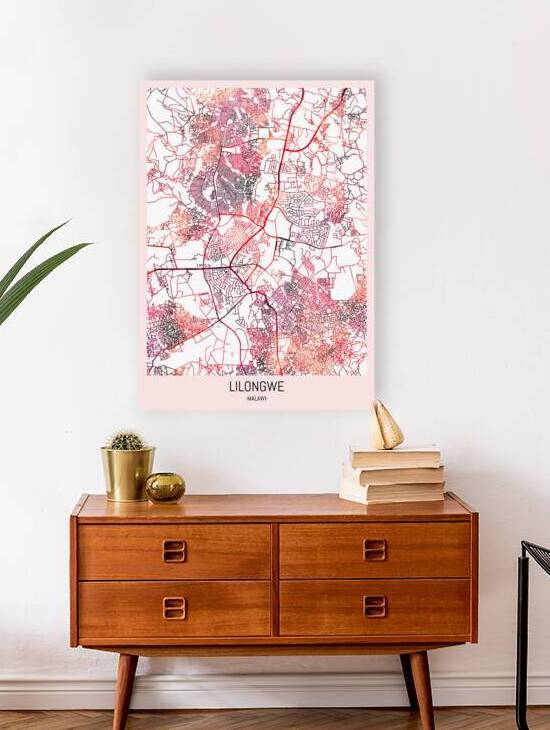 Lilongwe Malawi City Downtown Street Map by Point Art