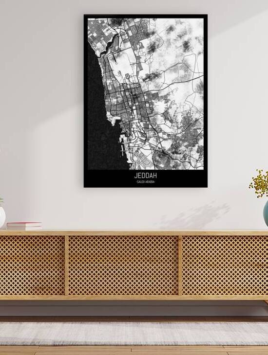 Jeddah Saudi Arabia City Street Map by Point Art