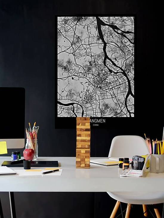 Jiangmen China City Street Map by Point Art