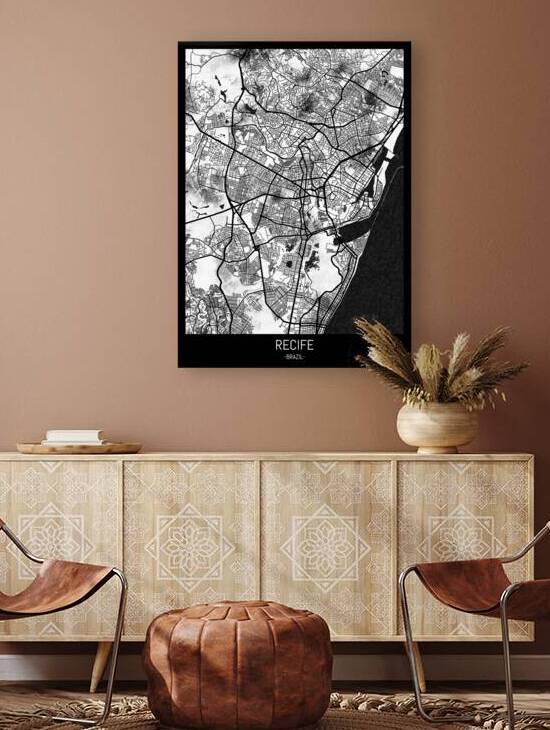 Recife Brazil City Street Map by Point Art