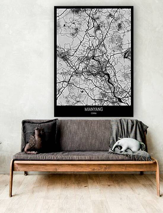 Mianyang China Map by Point Art