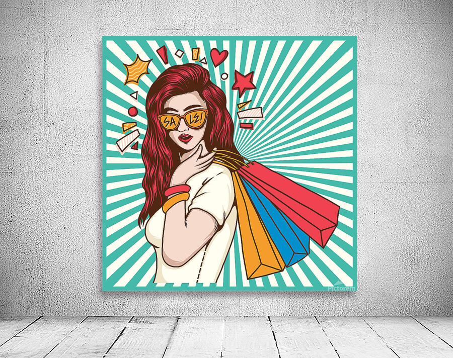  Beautiful Lady with Shopping Bag  Wall Preview