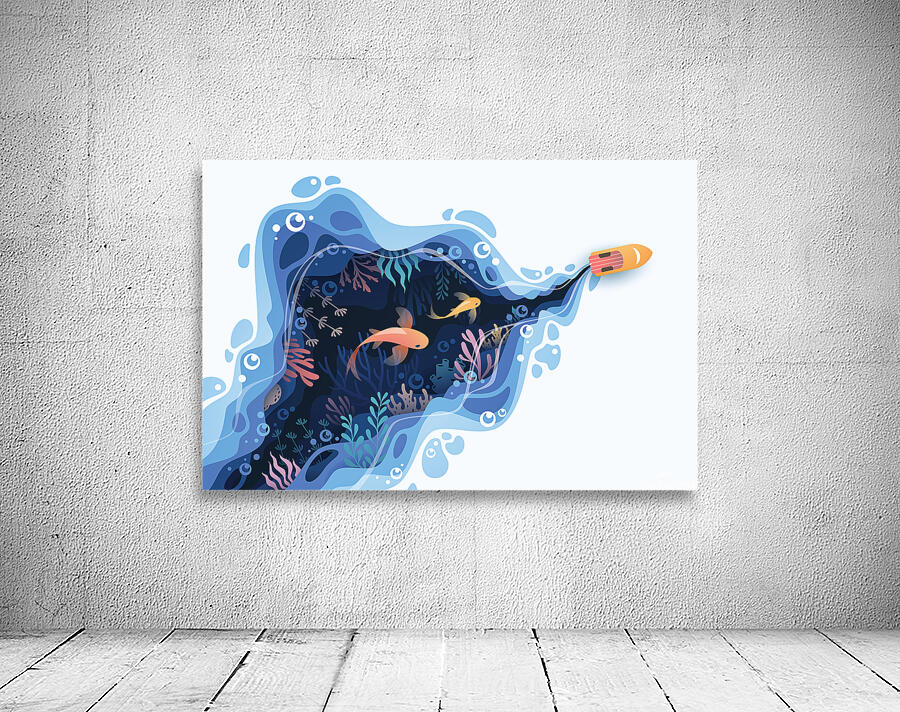 Fishes layered shape Wall Preview