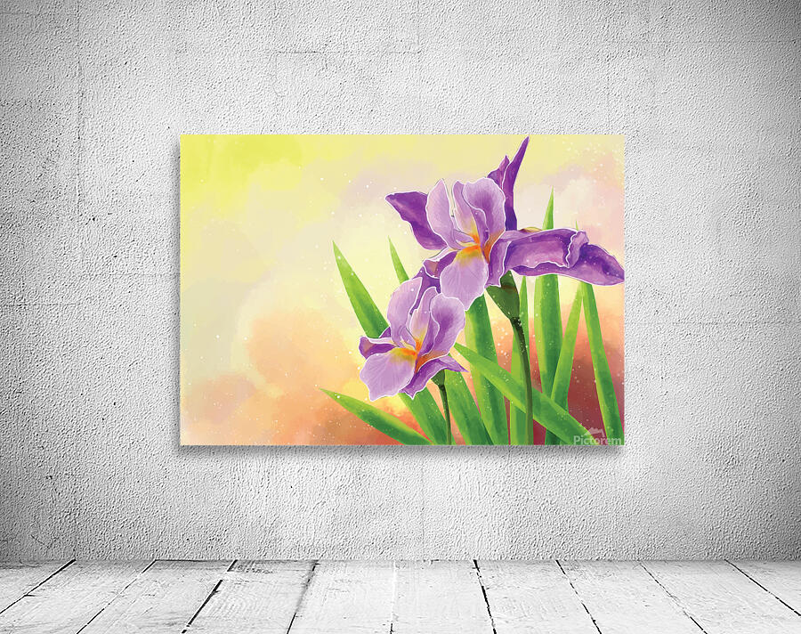 Hand Draw Iris Flower Wall Preview