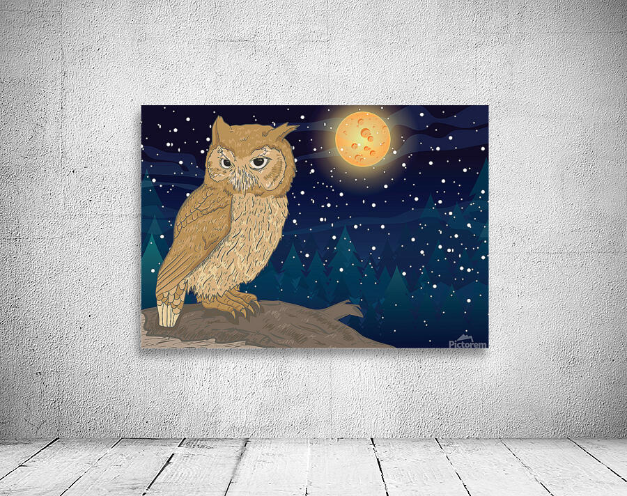  Owl with Moon Wall Preview