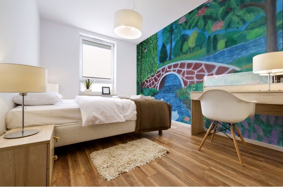 bridge and lake Mural print