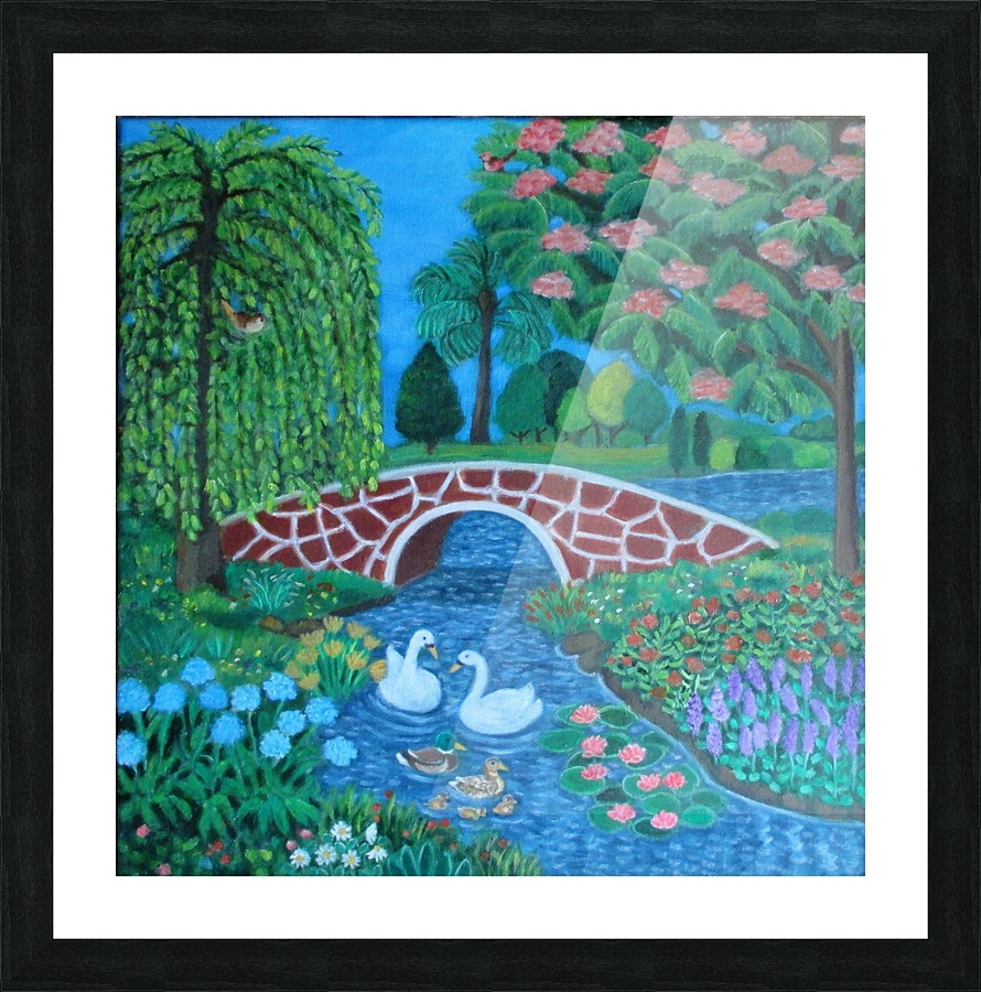 bridge and lake Picture Frame print