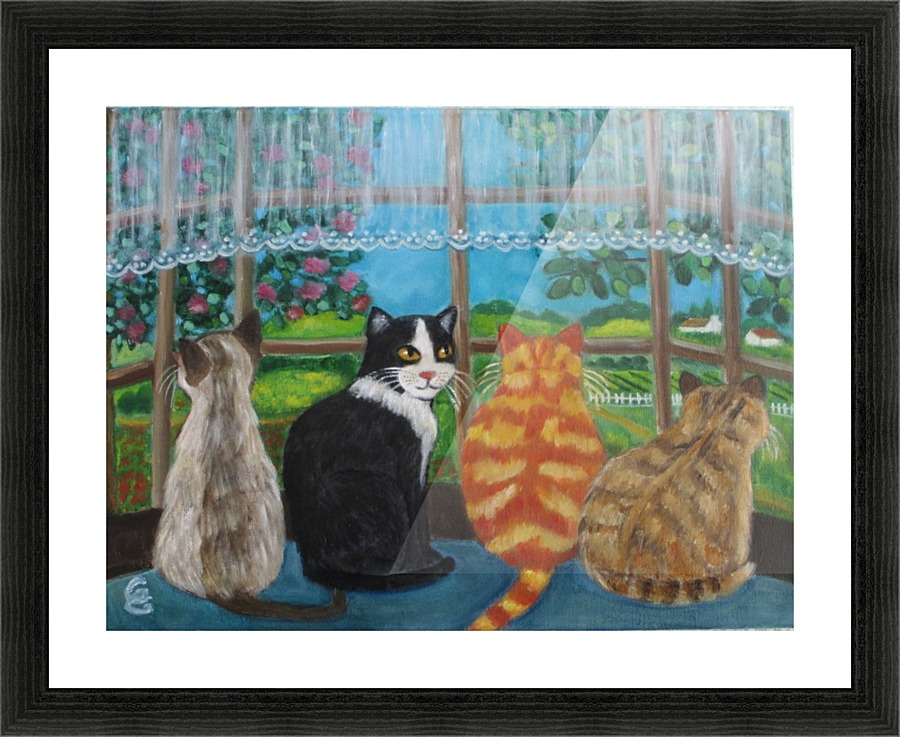 cats in window Picture Frame print